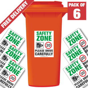 Safety Zone 20 mph Speed Reduction Wheelie Bin Stickers